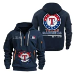 Lightweight Sports Hoodie Half Zipper, Unique Logo Print MLB240 - Navy