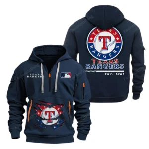 Lightweight Sports Hoodie Half Zipper, Unique Logo Print MLB240 - Navy