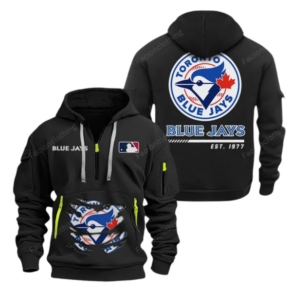 Fan Gift Hoodie Half Zipper, Sports-Inspired Logo Design MLB240 - Black