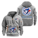 Casual Sports Hoodie Half Zipper, Modern Logo Detail Printing MLB240 - Grey