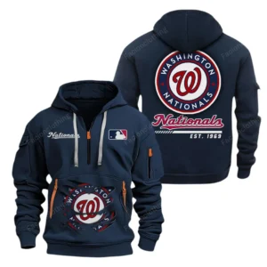 Everyday Hoodie Half Zipper, Athletic-Inspired Logo MLB240 - Navy