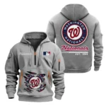 Outdoor Half-Zip Hoodie, Team Spirit Logo Design MLB240 - Grey