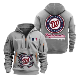 Outdoor Half-Zip Hoodie, Team Spirit Logo Design MLB240 - Grey