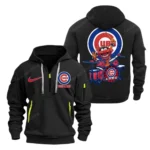 Everyday Hoodie Half Zipper, Athletic-Inspired Logo MLB250 - Black