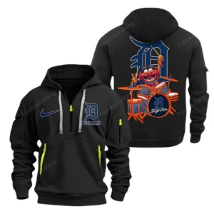 Everyday Hoodie Half Zipper, Athletic-Inspired Logo MLB250 - Black