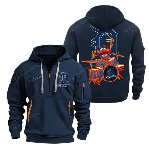 Outdoor Half-Zip Hoodie, Team Spirit Logo Design MLB250 - Navy