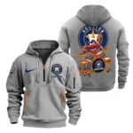 Athletic Half-Zip Hoodie, Team-Style Logo Print Hoodie Gift For Football Fans MLB250 - Grey