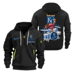 Urban Streetwear Hoodie, Half-Zip with Exclusive Logo MLB250 - Black