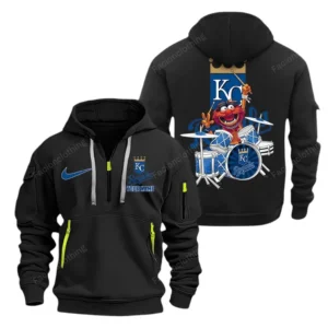 Urban Streetwear Hoodie, Half-Zip with Exclusive Logo MLB250 - Black