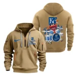 Outdoor Half-Zip Hoodie, Team Spirit Logo Design MLB250 - Khaki