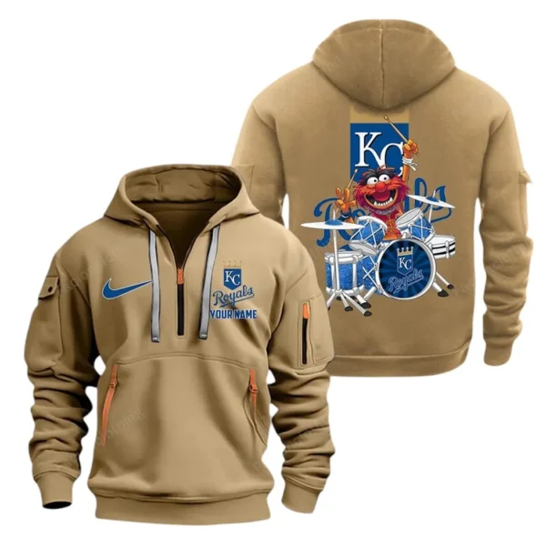Outdoor Half-Zip Hoodie, Team Spirit Logo Design MLB250 - Khaki
