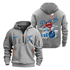 Urban Streetwear Hoodie, Half-Zip with Exclusive Logo MLB250 - Grey
