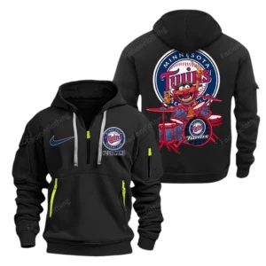 Urban Streetwear Hoodie, Half-Zip with Exclusive Logo MLB250 - Black