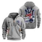 Urban Streetwear Hoodie, Half-Zip with Exclusive Logo MLB250 - Grey