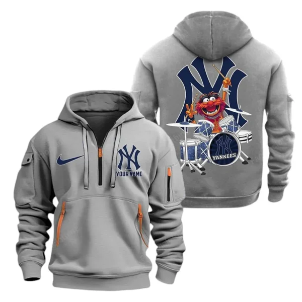 Urban Streetwear Hoodie, Half-Zip with Exclusive Logo MLB250 - Grey