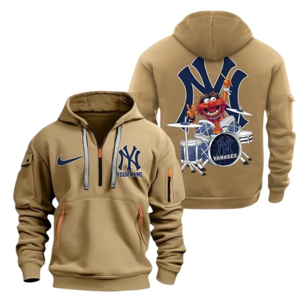 Performance Hoodie Half Zipper, Fan Edition Logo MLB250 - Khaki