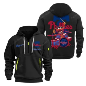 Everyday Hoodie Half Zipper, Athletic-Inspired Logo MLB250 - Black