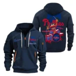 Outdoor Half-Zip Hoodie, Team Spirit Logo Design MLB250 - Navy