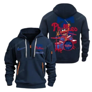 Outdoor Half-Zip Hoodie, Team Spirit Logo Design MLB250 - Navy