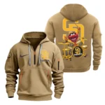 Outdoor Half-Zip Hoodie, Team Spirit Logo Design MLB250 - Khaki