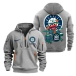 Urban Streetwear Hoodie, Half-Zip with Exclusive Logo MLB250 - Grey