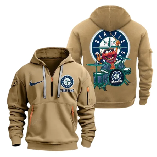 Performance Hoodie Half Zipper, Fan Edition Logo MLB250 - Khaki