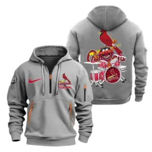 Lightweight Sports Hoodie Half Zipper, Unique Logo Print MLB250 - Grey