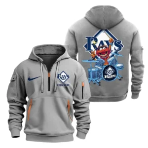 Athletic Half-Zip Hoodie, Team-Style Logo Print Hoodie Gift For Football Fans MLB250 - Grey