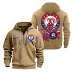 Outdoor Half-Zip Hoodie, Team Spirit Logo Design MLB250 - Khaki