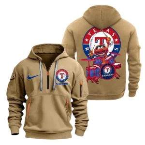 Outdoor Half-Zip Hoodie, Team Spirit Logo Design MLB250 - Khaki