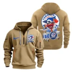 Fan Gift Hoodie Half Zipper, Sports-Inspired Logo Design MLB250 - Khaki