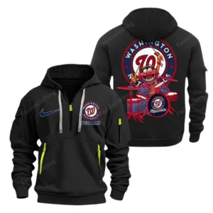Athletic Half-Zip Hoodie, Team-Style Logo Print Hoodie Gift For Football Fans MLB250 - Black