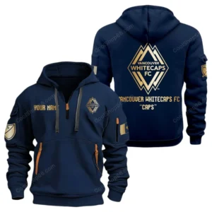 Casual Sports Hoodie Half Zipper, Modern Logo Detail Printing MLS030 - Navy