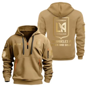 Lightweight Sports Hoodie Half Zipper, Unique Logo Print MLS030 - Khaki