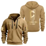 Athletic Half-Zip Hoodie, Team-Style Logo Print Hoodie Gift For Football Fans MLS030 - Khaki