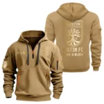 Everyday Hoodie Half Zipper, Athletic-Inspired Logo MLS030 - Khaki