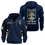 Outdoor Half-Zip Hoodie, Team Spirit Logo Design MLS030 - Navy