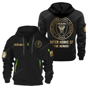 Lightweight Sports Hoodie Half Zipper, Unique Logo Print MLS030 - Black