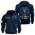 Fan Gift Hoodie Half Zipper, Sports-Inspired Logo Design MLS030 - Navy