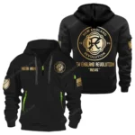 Athletic Half-Zip Hoodie, Team-Style Logo Print Hoodie Gift For Football Fans MLS030 - Black