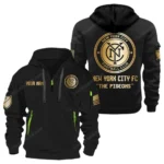 Everyday Hoodie Half Zipper, Athletic-Inspired Logo MLS030 - Black