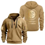Lightweight Sports Hoodie Half Zipper, Unique Logo Print MLS030 - Khaki