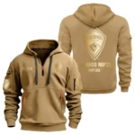 Everyday Hoodie Half Zipper, Athletic-Inspired Logo MLS030 - Khaki