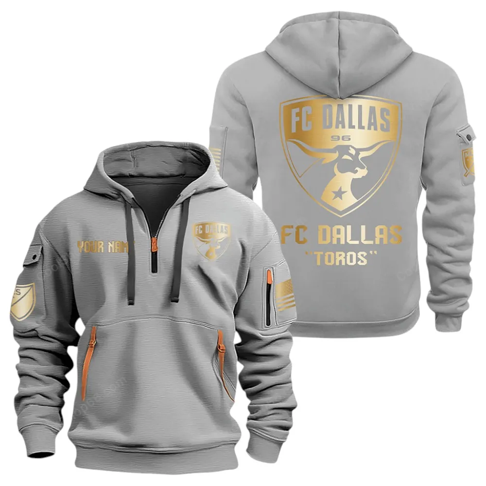 Outdoor Half-Zip Hoodie, Team Spirit Logo Design MLS030 - Gray