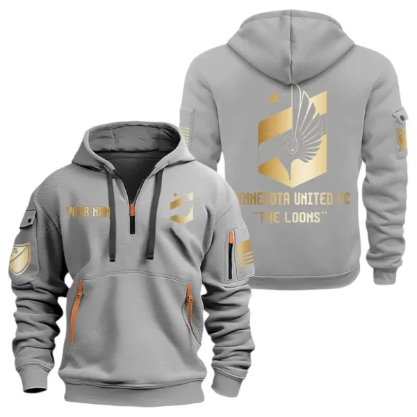 Fan Gift Hoodie Half Zipper, Sports-Inspired Logo Design MLS030 - Gray
