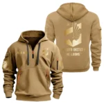 Athletic Half-Zip Hoodie, Team-Style Logo Print Hoodie Gift For Football Fans MLS030 - Khaki