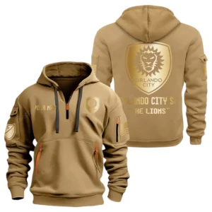 Everyday Hoodie Half Zipper, Athletic-Inspired Logo MLS030 - Khaki