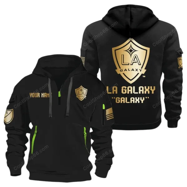 Lightweight Sports Hoodie Half Zipper, Unique Logo Print MLS030 - Black