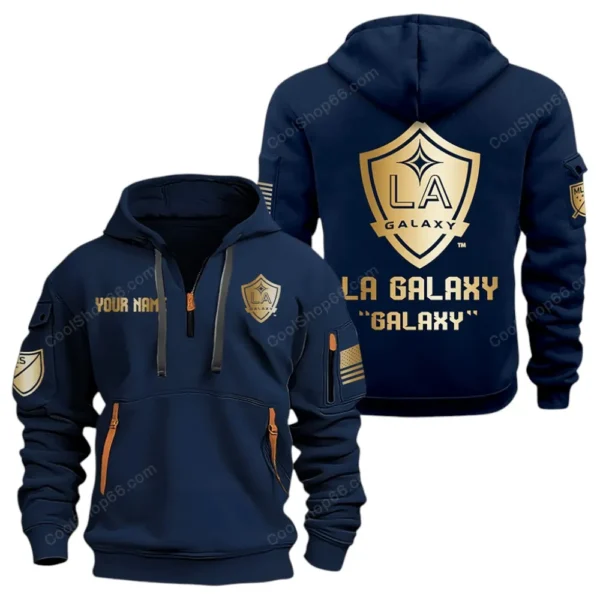 Fan Gift Hoodie Half Zipper, Sports-Inspired Logo Design MLS030 - Navy