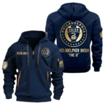 Everyday Hoodie Half Zipper, Athletic-Inspired Logo MLS030 - Navy